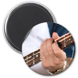 bass painterly player hand on neck male photograph magnets