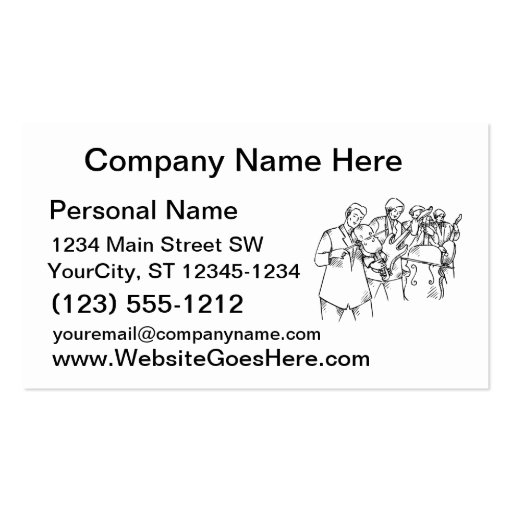 Bass Player Band Outline Bluegrass Business Cards (front side)