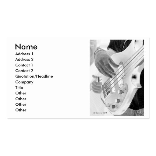 Bass player , bass and hand, negative image business card templates (front side)