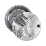 Bass player , bass and hand, negative image pinback button