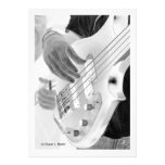 Bass player , bass and hand, negative image invites