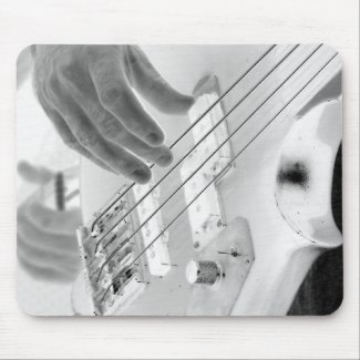 Bass player , bass and hand, negative image mouse pad