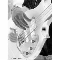 Bass player , bass and hand, negative image photo cut outs