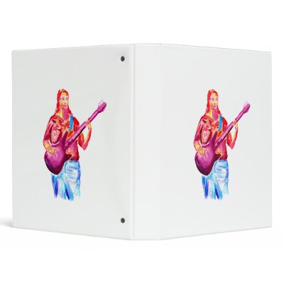 Bass Player, Colorful watercolour painting Vinyl Binder by MusicianEvents