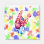 Bass Player, Colorful watercolour painting Refrigerator Magnets