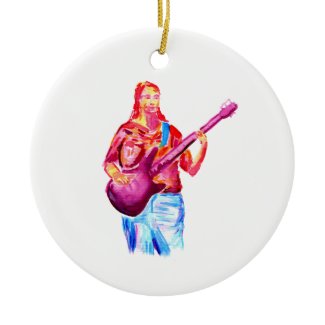 Bass Player, Colorful watercolour painting ornament