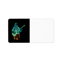 Bass player, done in neon colors on black back custom address labels