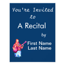 Bass player, watercolour painting personalized invite
