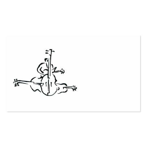 Bass, Upright and Electric Outlines with Man Business Card Template (back side)