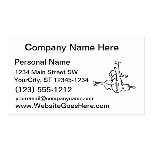 Bass, Upright and Electric Outlines with Man Business Card Template (front side)