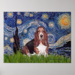 Basset 1 - Starry Night Poster