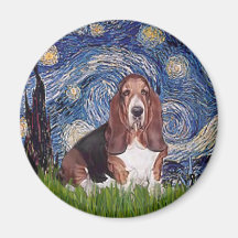 Basset 1 - Starry Night Refrigerator Magnet