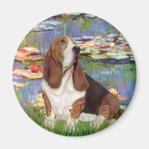 Basset 2 - Lilies 2 Fridge Magnet