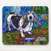 Basset Camping Mousepad by ggbassetrescue Basset Camping Mousepad