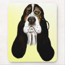 Basset Face and Monocle  Mousepad