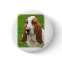 Basset Hound 8K92D-07_2 Pinback Button