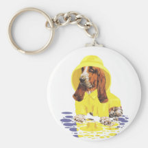 Basset Hound April Showers Keychain