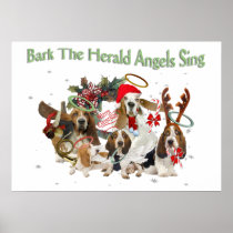 Basset Hound  Bark Herald Angels Sing Print