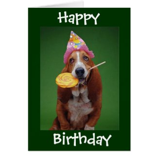 Basset Hound Birthday Lollipop Greeting Card