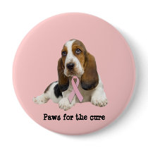 Basset Hound Breast Cancer Button