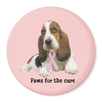 Basset Hound  Breast Cancer Magnet