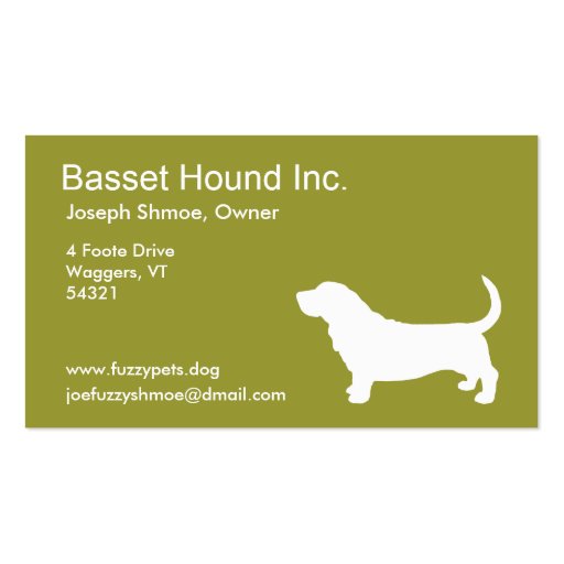 Basset Hound Business Card Templates (front side)