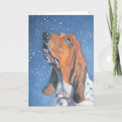 basset hound Christmas Card