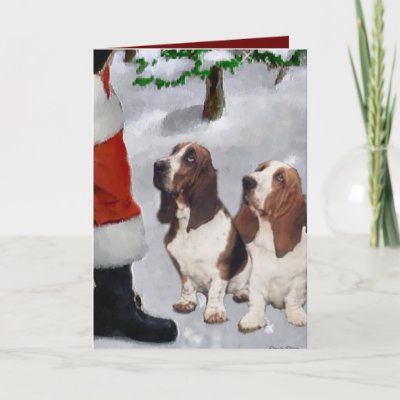 Basset Hound Christmas Gifts Greeting Card