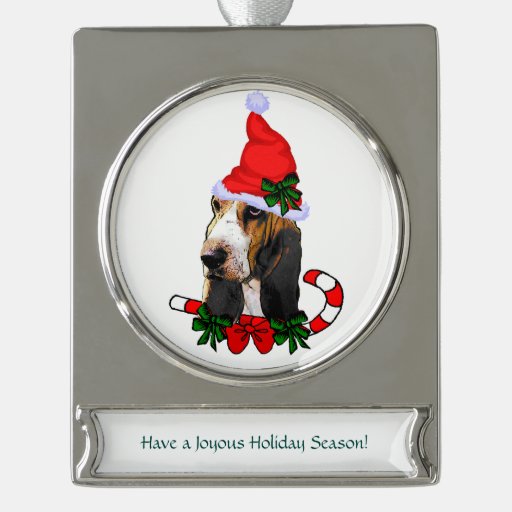 basset hound christmas silver plated banner ornament zazzle basset hound christmas silver plated banner ornament zazzle