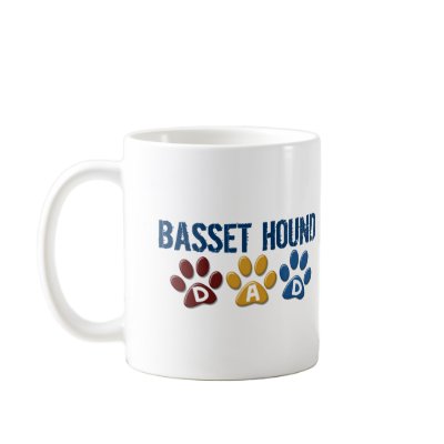 BASSET HOUND DAD Paw Print Mugs by poochloverstuff