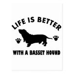 basset hound dog design postcard