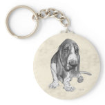 Basset Hound Drawing Key Chain