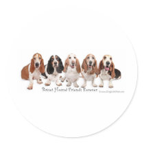 Basset Hound Friends Forever Round Sticker