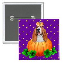 Basset Hound Halloween Jack-O-Lantern buttons