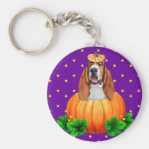 Basset Hound Halloween Jack-O-Lantern keychains