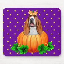 Basset Hound Halloween Jack-O-Lantern mousepads