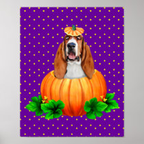 Basset Hound Halloween Jack-O-Lantern posters