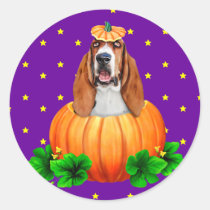 Basset Hound Halloween Jack-O-Lantern stickers