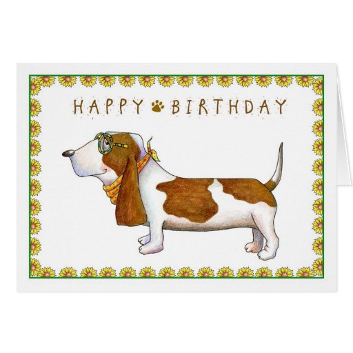Basset Hound Happy Birthday Greeting Card Zazzle