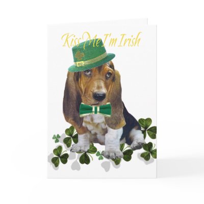 Basset Hound Kiss Me I'm Irish Cards