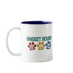 BASSET HOUND MOM Paw Print Mugs