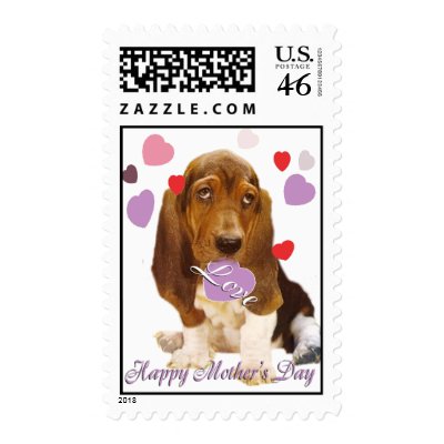 Basset Hound Mother's Day Stamps by friskybiz