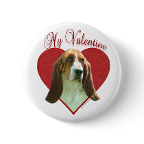 Basset Hound My Valentine - Button