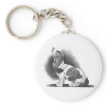 BASSET HOUND: PENCIL REALISM ART KEY CHAINS