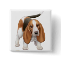 Basset Hound Pin buttons by twopurringcats Basset Hound Pin buttons