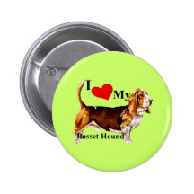 Basset Hound Pinback Buttons