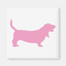 Basset Hound (pink) Fridge Magnets