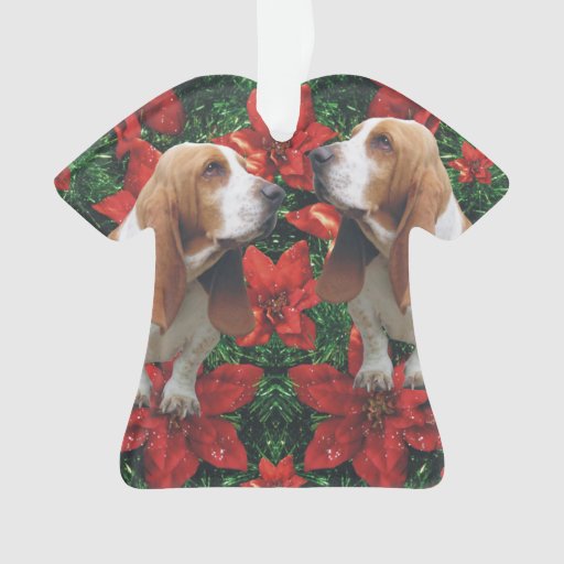 basset hound poinsettia christmas ornament zazzle basset hound poinsettia christmas ornament zazzle