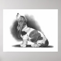 BASSET HOUND POSTER: PENCIL REALISM ART