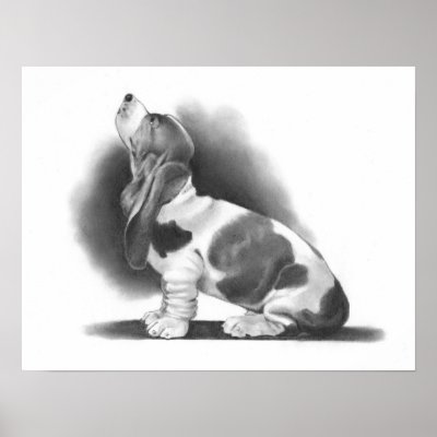 BASSET HOUND POSTER: PENCIL REALISM ART by joyart